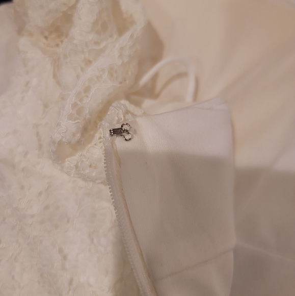 DB Studio Cap Sleeve Short Lace Sheath Wedding Dress from David's Bridal - Picture 6 of 11